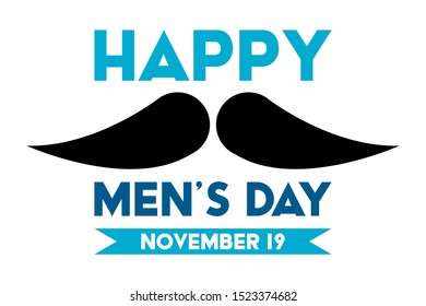 International Men's Day Design Vector. Сelebrate annual in November. Mars symbol and mustache. Gender symbol. Background, poster, greeting card, banner design. Vector EPS 10