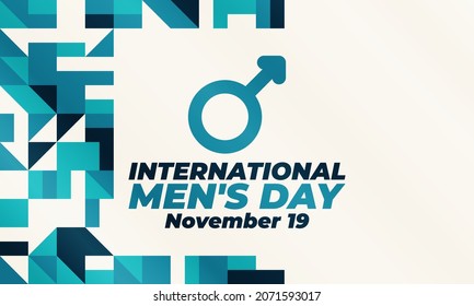 International Men's Day Design Vector. Сelebrate annual in November. Mars symbol. Gender symbol. Background, poster, greeting card, banner design. Vector EPS 10