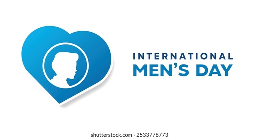 International Mens Day. Mens and heart. Great for cards, banners, posters, social media and more. White background. 