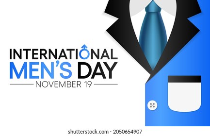 International Men's day (IMD) is observed every year on November 19, to recognize and celebrate the cultural, political, and socioeconomic achievements of men. Vector illustration
