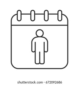 International Men's Day linear icon. Thin line illustration. Calendar page with man. Contour symbol. Vector isolated outline drawing