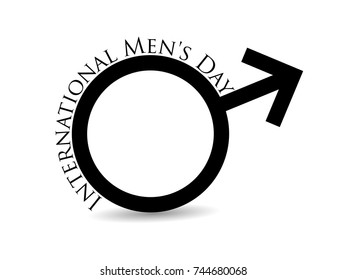 International men's day. Mars symbol, male sign is insulated on white background with shadow. Vector illustration