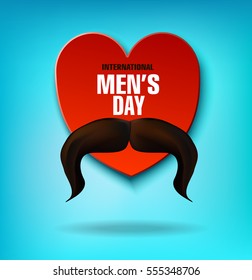 International Men's Day. Men's mustache. Heart. Vector illustration