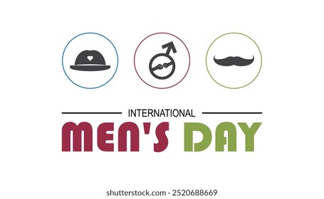 Dia Internacional dos Homens é observado todos os anos em novembro.Conceito de consciência de férias. fundo, cartaz, modelo de banner Projeto de ilustração vetorial.