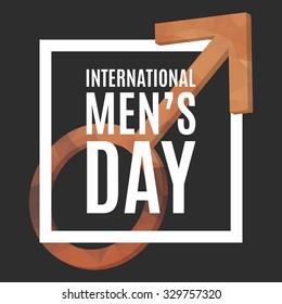 International Men`s Day poster. Mars symbol with low poly texture, 3d. Gender symbol.