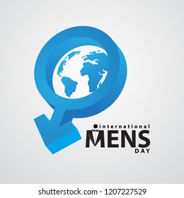 International Mens Day With Symbol And Map In 3d Concept And Blue Color