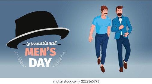 International Men's Day Text, With  Hand drawn Men's Illustration.