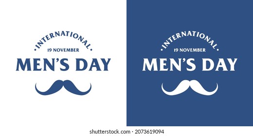 International Men's Day Vector Design with Handsome Man Mustache. Isolated Background Color is White and Blue. November 19. Template Illustration Design