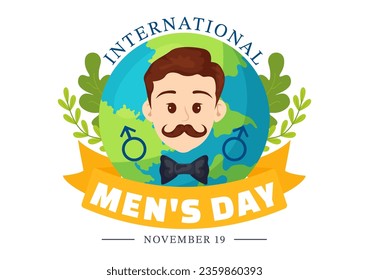 International Men's Day Vector Illustration on November 19 with Men Equipment for Positive Value Their Families in Flat Cartoon Background Design