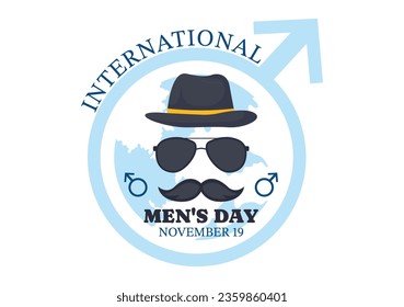 International Men's Day Vector Illustration on November 19 with Men Equipment for Positive Value Their Families in Flat Cartoon Background Design