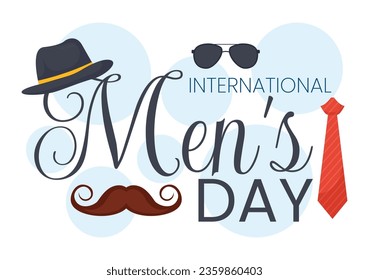 International Men's Day Vector Illustration on November 19 with Men Equipment for Positive Value Their Families in Flat Cartoon Background Design