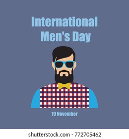 International mens day. vector illustration with brutal bearded man