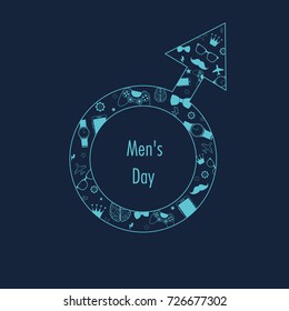 International Men's Day Vector. Lightweight flat logo consisting of many icons. Sign of the masculine.
