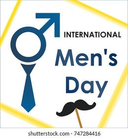 International Men's Day.Sign of a man in a tie and mustache/
