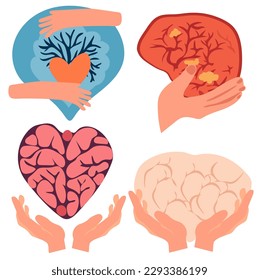 International Mental Health Day is a day devoted to increasing understanding of mental health concerns. Mental disorders can influence an individuals feelings, thinking, actions. Vector Illustration.