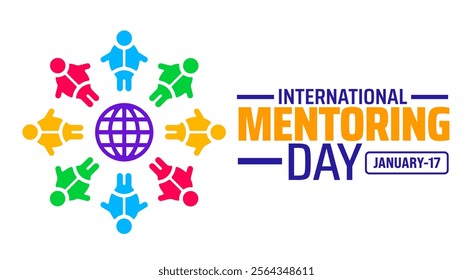International mentoring day background banner or poster design template. observed every year in January. Holiday concept. Use to any Template, card, poster, placard, template.