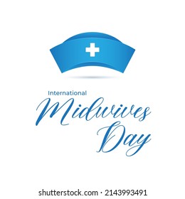 International Midwife Day Banner Vector Illustration Midwife Hat Blue Color