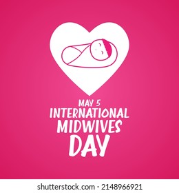 International midwives day. May 5. Heart icon with baby line icon. Flat design vector illustration. Poster or banner.