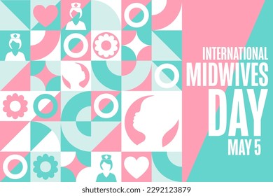 International Midwives Day. May 5. Holiday concept. Template for background, banner, card, poster with text inscription. Vector EPS10 illustration