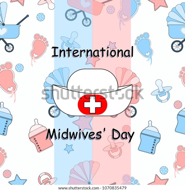 International Midwives Day Postcard Poster Banner Stock Vector