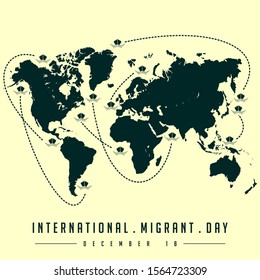 International Migrant Day with navigation boat icon vector cartoon