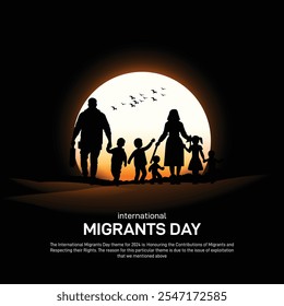 Día Internacional del Migrante Anuncio creativo, cartel, publicación en redes sociales, postal, fondo, fondo, Plantilla, diseño de tarjetas de felicitaciones, etc.