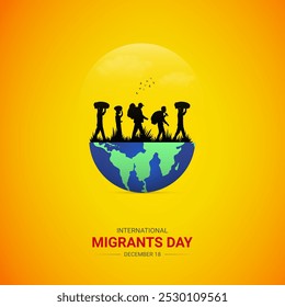 Día Internacional del Migrante, Diseño creativo del Día del Migrante para el Anuncio de redes sociales, Ilustración vectorial de carteles.