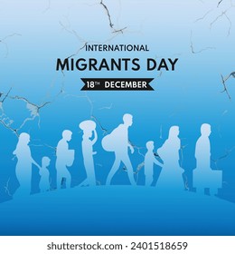 International Migrants Day December 18, team of people migrating, people migrating