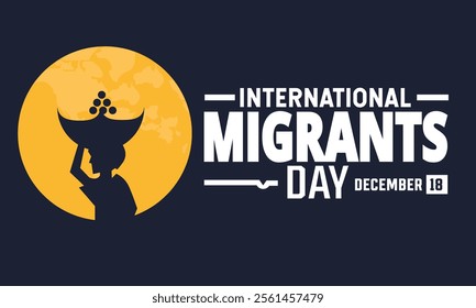 International Migrants Day. December 18. Holiday concept. suitable for placard, background, Greeting Card, Poster design template with text inscription, standard Social Media Post.