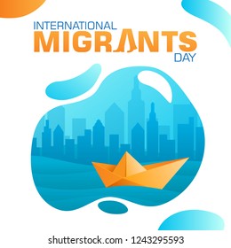 International Migrants Day with paper boat 