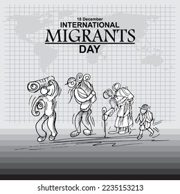 International Migrants day, poster and banner vector