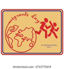 Aufkleber zum Internationalen Tag der Migranten, Vektorgrafik