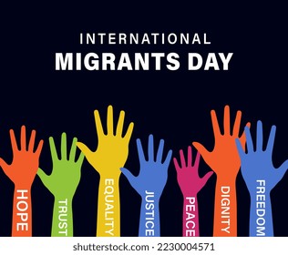 Día Internacional del Migrante, Día Mundial del Refugiado, ilustración vectorial, tarjetas de felicitación, publicación en medios sociales, cartel, afiche, volante, cartel