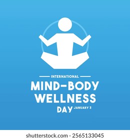 International Mind-Body Wellness Day. January 3. Gradient background. Yoga pose icon. Eps 10.