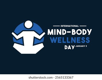 International Mind-Body Wellness Day. January 3. Yoga pose icon. Eps 10.