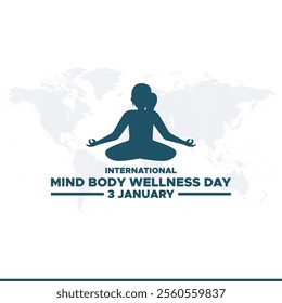 International Mind-Body Wellness Day. Mind Body Wellness Day creative background.International Mind and Body wellness day is observed every year on January 3rd.