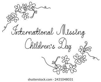 International Missing Childrens Day. Abstract Forget-me-nots. continuous single line art drawing sketch