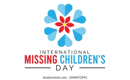 International Missing Children's Day observed every year in May 25. Template for background, banner, card, poster with text inscription.