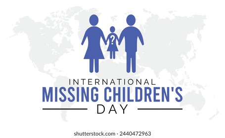 International Missing Children's Day observed every year in May 25. Template for background, banner, card, poster with text inscription.