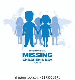 International Missing Children's Day vector illustration. Little boys and girls silhouette icon vector. Lost children graphic design element. 25 May. Important day