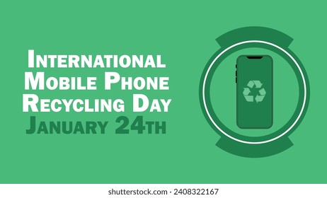 International Mobile Phone Recycling Day vector banner design with geometric shapes and vibrant colors on a horizontal background. Happy International Mobile Phone Recycling Day modern minimal poster.