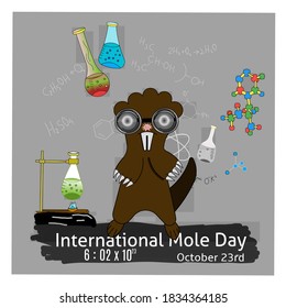 International mole day, 23 October. Vector Illustration.