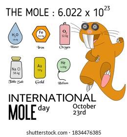 International Mole Day, October 23rd. Vector Illustration. 