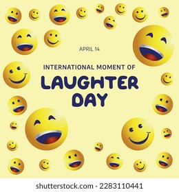 internationaler Moment des Lachen Tag Vektorgrafik. flacher Globus und lachen Emoji Vektordesign. Emoji-Design-Vektorgrafik.