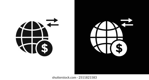 International money transfer icon Flat fill set collection