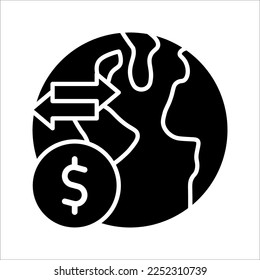 International money transfer icon. Get paid from another country. Payment method. vector illustration on white background.