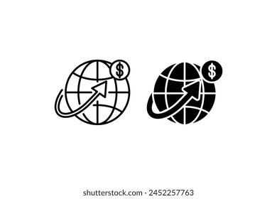 International money transfer icon. Get paid from another country. Payment method. vector illustration on white background.