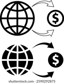 International money transfer icon. Perfect for finance and global transactions sign. Get paid from another country. Payment method symbol. flat style.