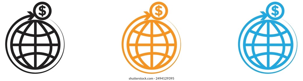International money transfer icon vector logo set collection for web app ui