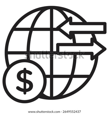 International money transfer icon vector illustration isolated sign